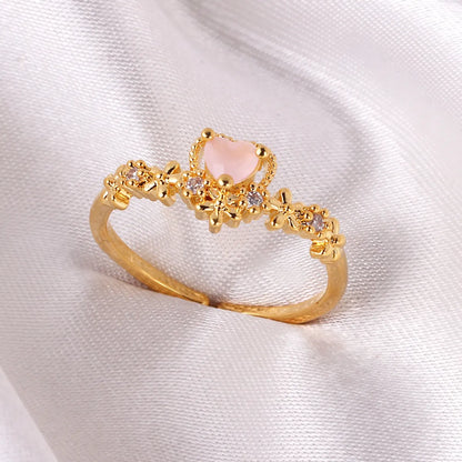 Simple Style Classic Style Heart Shape Copper Zircon Rings In Bulk