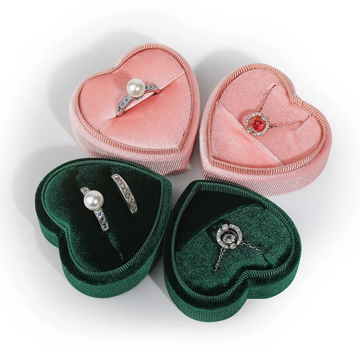 Simple Style Classic Style Heart Shape Flannel Valentine'S Day Jewelry Boxes