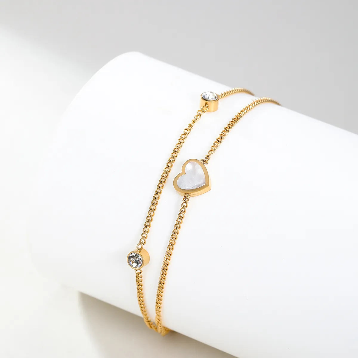 Simple Style Classic Style Heart Shape Shell Stainless Steel Wholesale Anklet