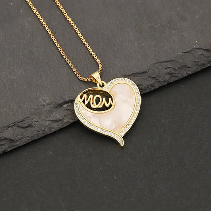 304 Stainless Steel Copper 18K Gold Plated Simple Style Classic Style Plating Heart Shape Zircon Pendant Necklace