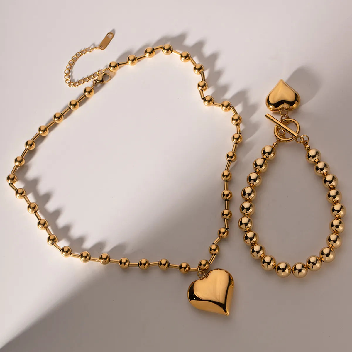 Wholesale Jewelry Simple Style Classic Style Heart Shape 304 Stainless Steel Plating Bracelets Necklace