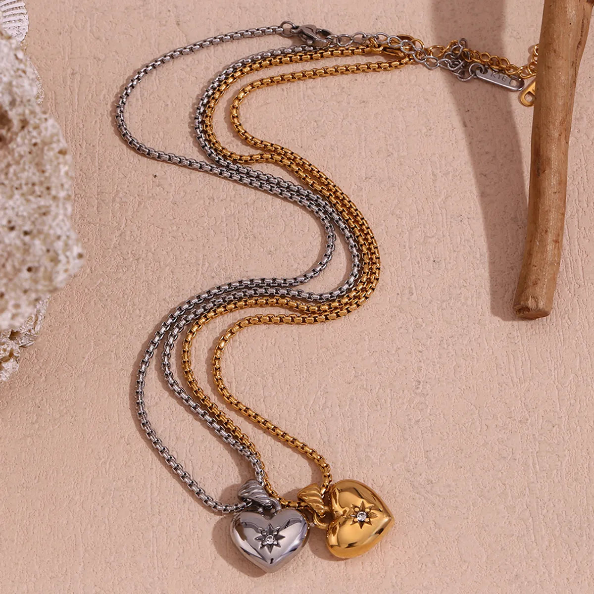 Simple Style Classic Style Heart Shape Stainless Steel Plating Inlay Zircon 18k Gold Plated Pendant Necklace