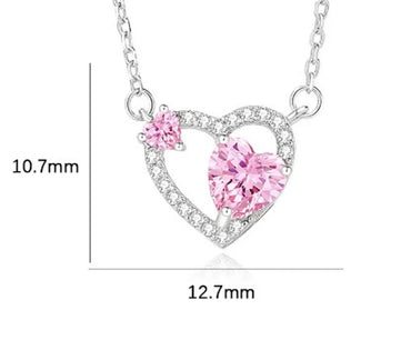 Simple Style Classic Style Heart Shape Sterling Silver Inlay Zircon Pendant Necklace