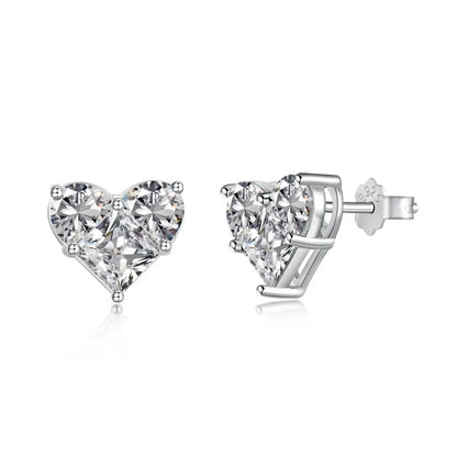 Simple Style Classic Style Heart Shape Sterling Silver Inlay Zircon Women'S Earrings Necklace