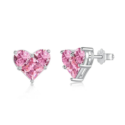 Simple Style Classic Style Heart Shape Sterling Silver Inlay Zircon Women'S Earrings Necklace