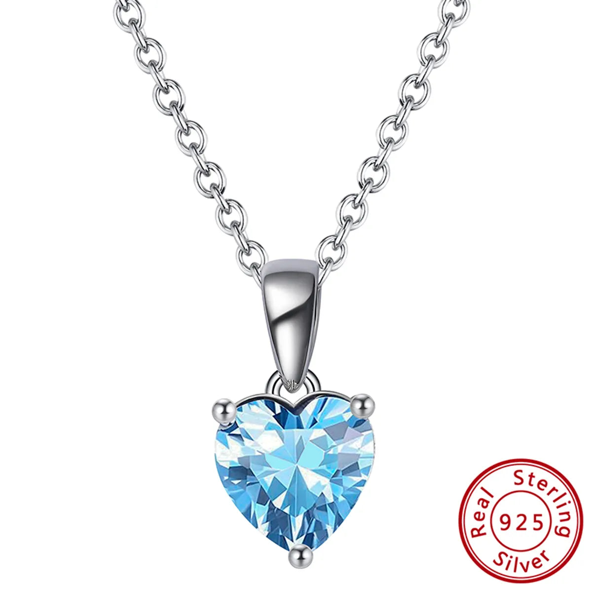 Simple Style Classic Style Heart Shape Sterling Silver Polishing Plating Inlay Zircon White Gold Plated Pendant Necklace