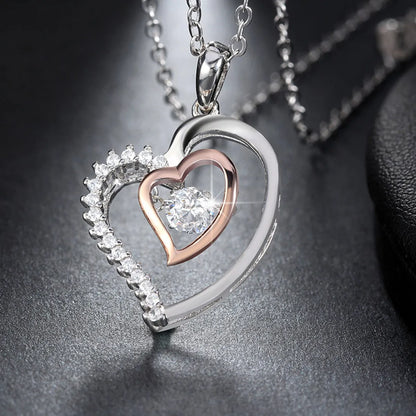 Simple Style Classic Style Heart Shape Sterling Silver Polishing Plating Inlay Zircon White Gold Plated Pendant Necklace