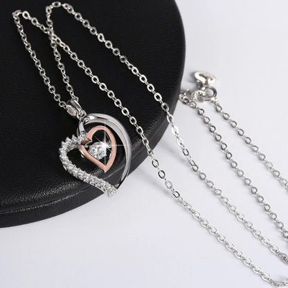 Simple Style Classic Style Heart Shape Sterling Silver Polishing Plating Inlay Zircon White Gold Plated Pendant Necklace