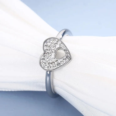 Wholesale Jewelry Simple Style Classic Style Heart Shape 304 Stainless Steel Rhinestones Inlay Rings