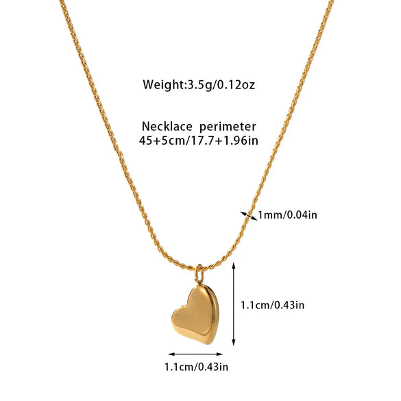 Simple Style Classic Style Heart Shape Titanium Steel Plating Gold Plated Women'S Pendant Necklace