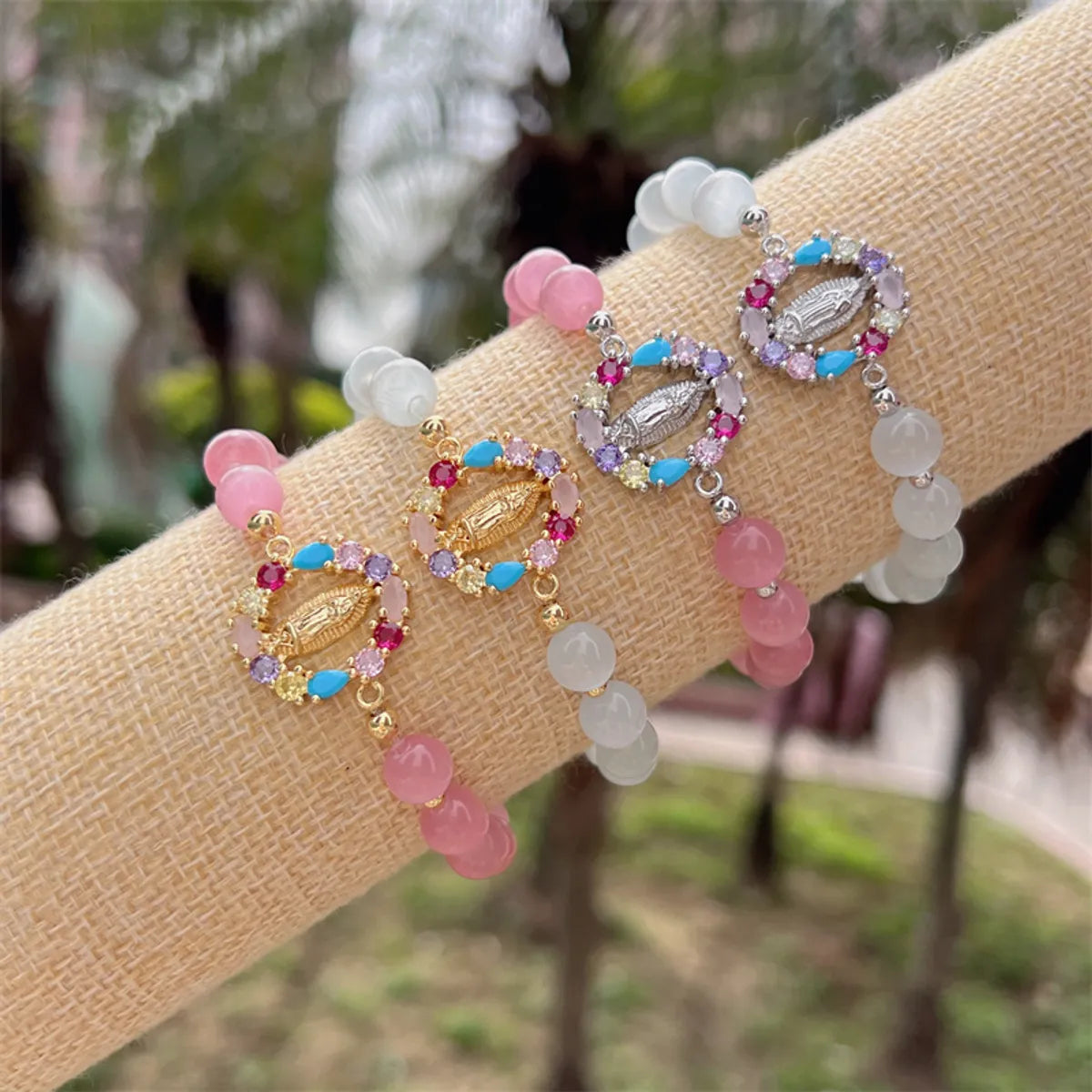 Simple Style Classic Style Human Zircon Opal Copper Wholesale Bracelets