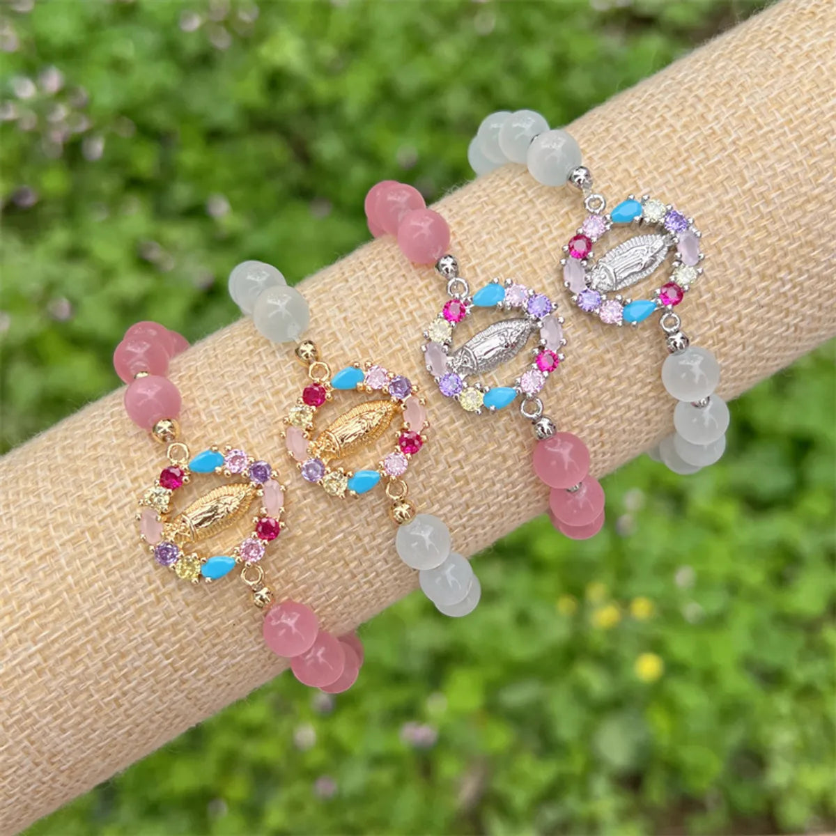 Simple Style Classic Style Human Zircon Opal Copper Wholesale Bracelets