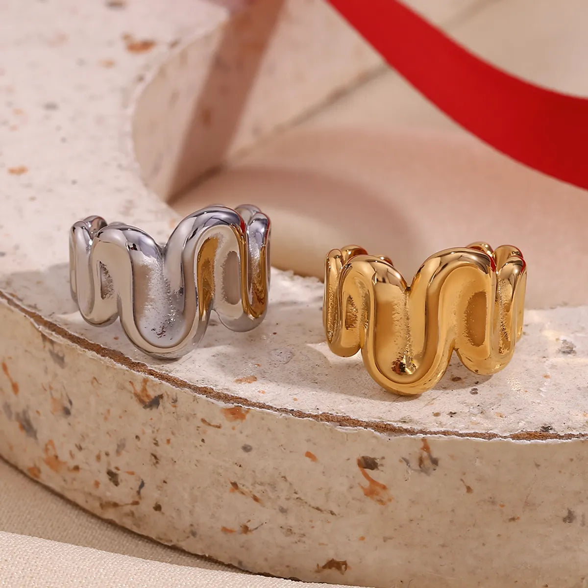 Simple Style Classic Style Irregular Stainless Steel Plating 18k Gold Plated Open Rings