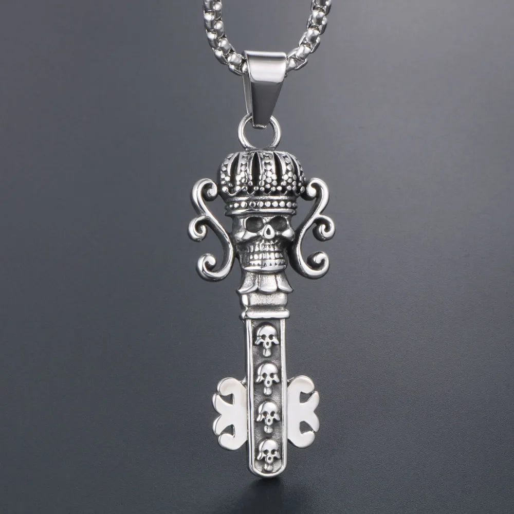 Simple Style Classic Style Key Skull 304 Stainless Steel Polishing Men'S Pendant Necklace