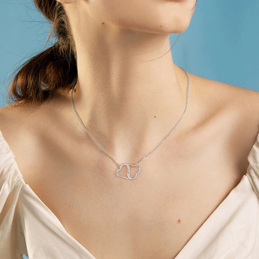 Simple Style Classic Style Korean Style Heart Shape Sterling Silver Polishing Plating Inlay Zircon 14k Gold Plated White Gold Plated Silver Plated Pendant Necklace