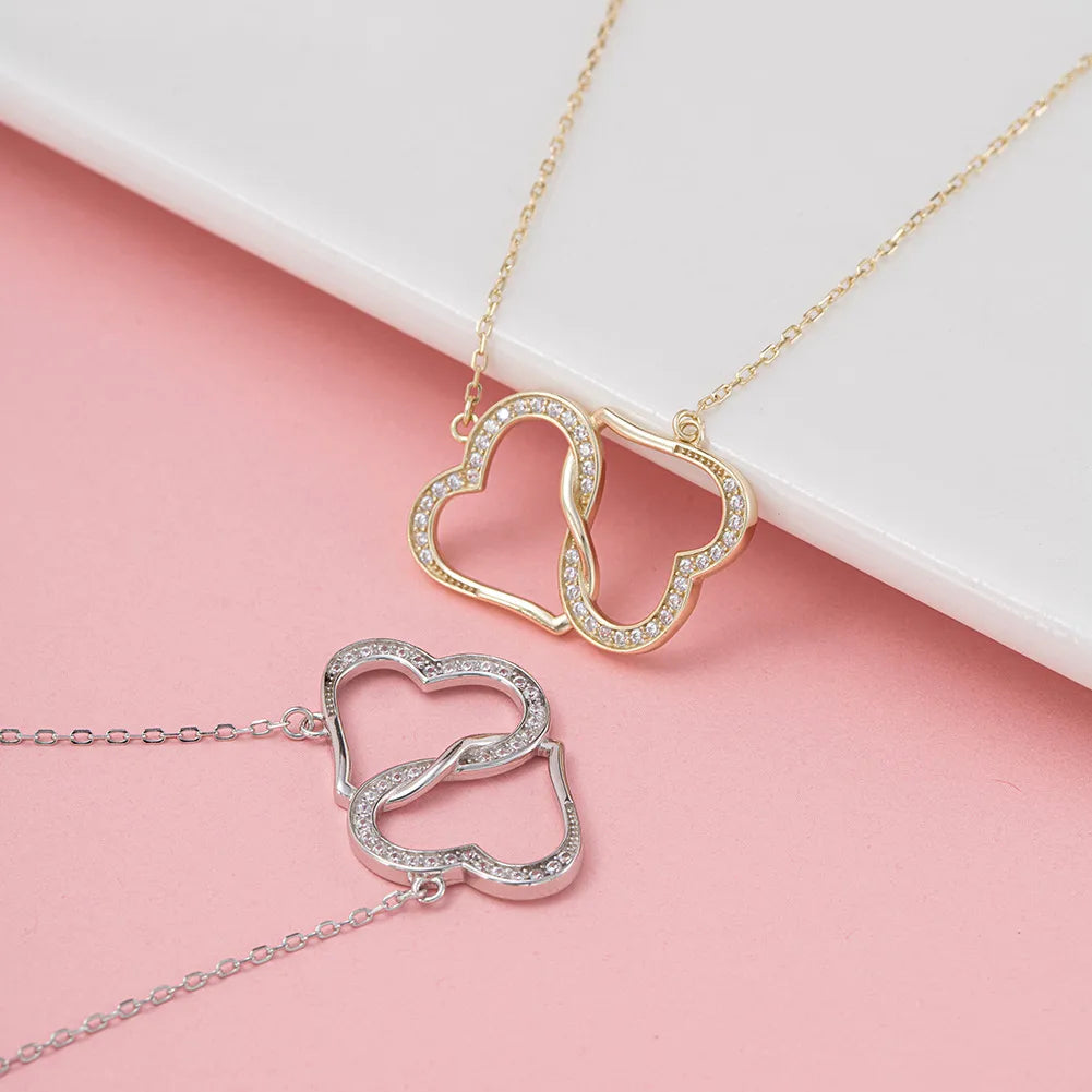 Simple Style Classic Style Korean Style Heart Shape Sterling Silver Polishing Plating Inlay Zircon 14k Gold Plated White Gold Plated Silver Plated Pendant Necklace