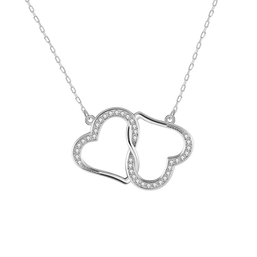 Simple Style Classic Style Korean Style Heart Shape Sterling Silver Polishing Plating Inlay Zircon 14k Gold Plated White Gold Plated Silver Plated Pendant Necklace