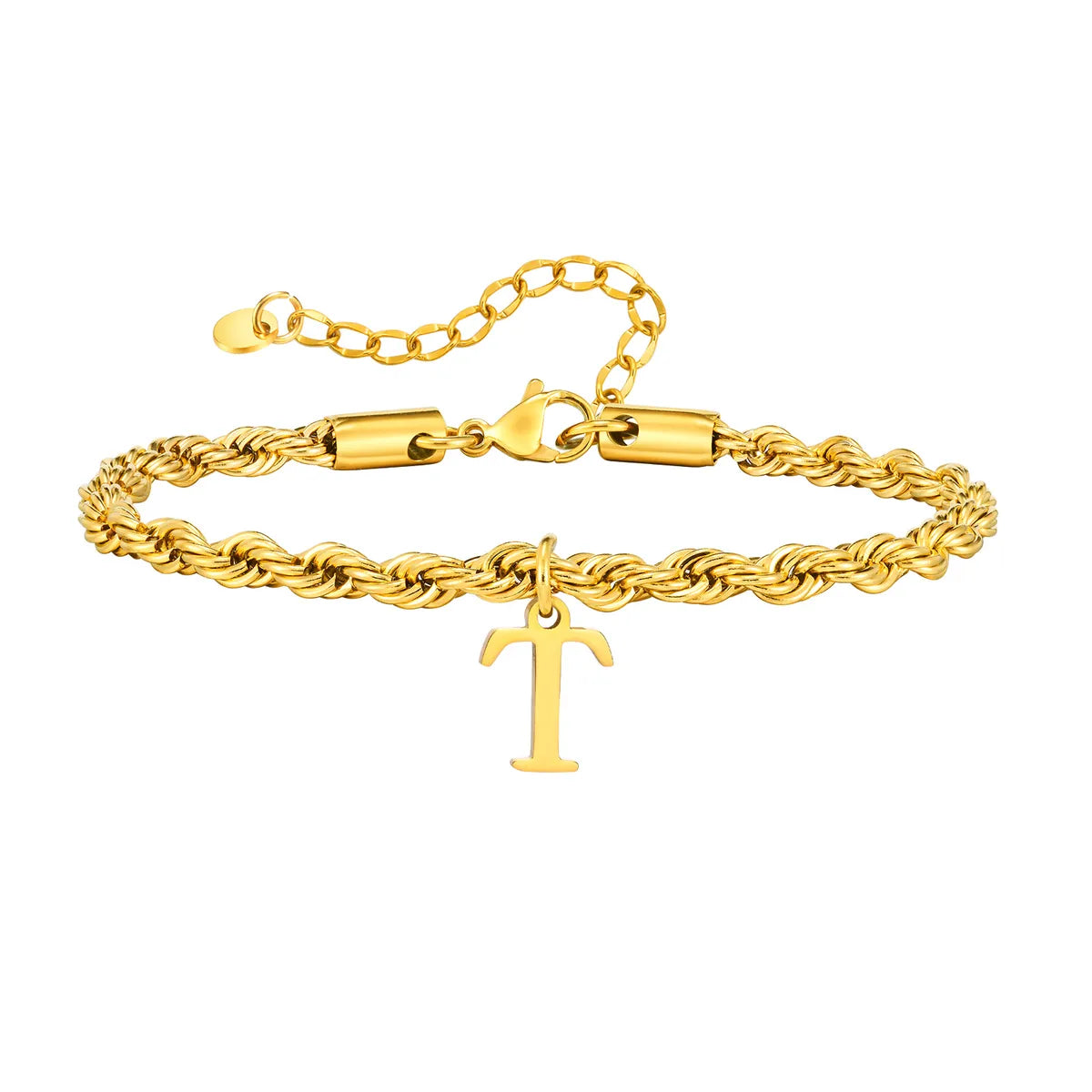 Simple Style Classic Style Letter 201 Stainless Steel 18K Gold Plated Bracelets In Bulk