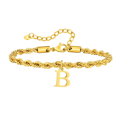 Simple Style Classic Style Letter 201 Stainless Steel 18K Gold Plated Bracelets In Bulk