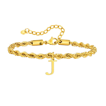 Simple Style Classic Style Letter 201 Stainless Steel 18K Gold Plated Bracelets In Bulk