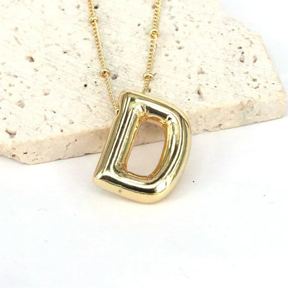 Simple Style Classic Style Letter Copper 18k Gold Plated Pendant Necklace In Bulk