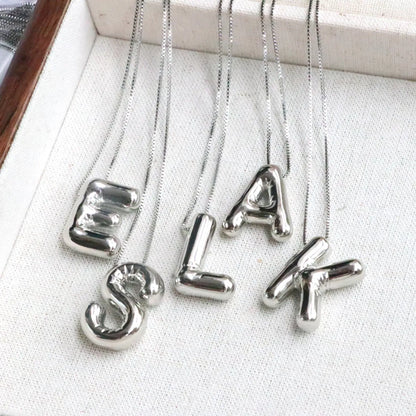 Simple Style Classic Style Letter Copper Silver Plated Pendant Necklace In Bulk