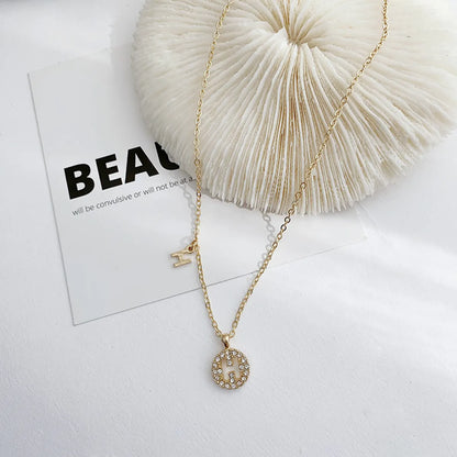 Simple Style Classic Style Letter Gold Plated Artificial Rhinestones Alloy Wholesale Pendant Necklace