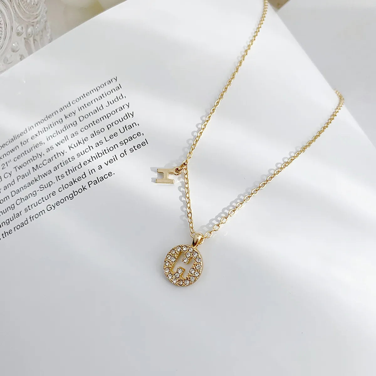 Simple Style Classic Style Letter Gold Plated Artificial Rhinestones Alloy Wholesale Pendant Necklace