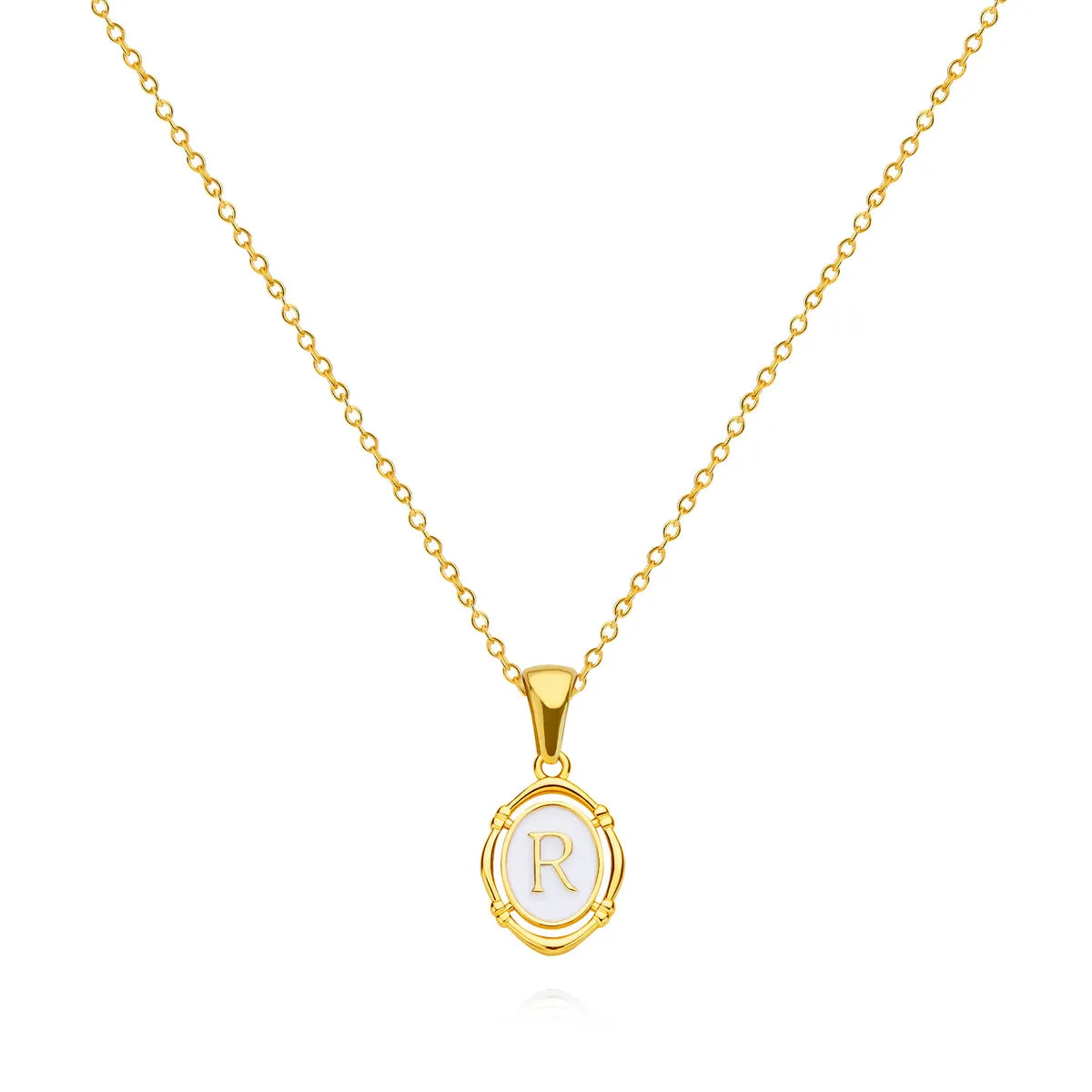 Simple Style Classic Style Letter Gold Plated Shell Copper Wholesale Pendant Necklace