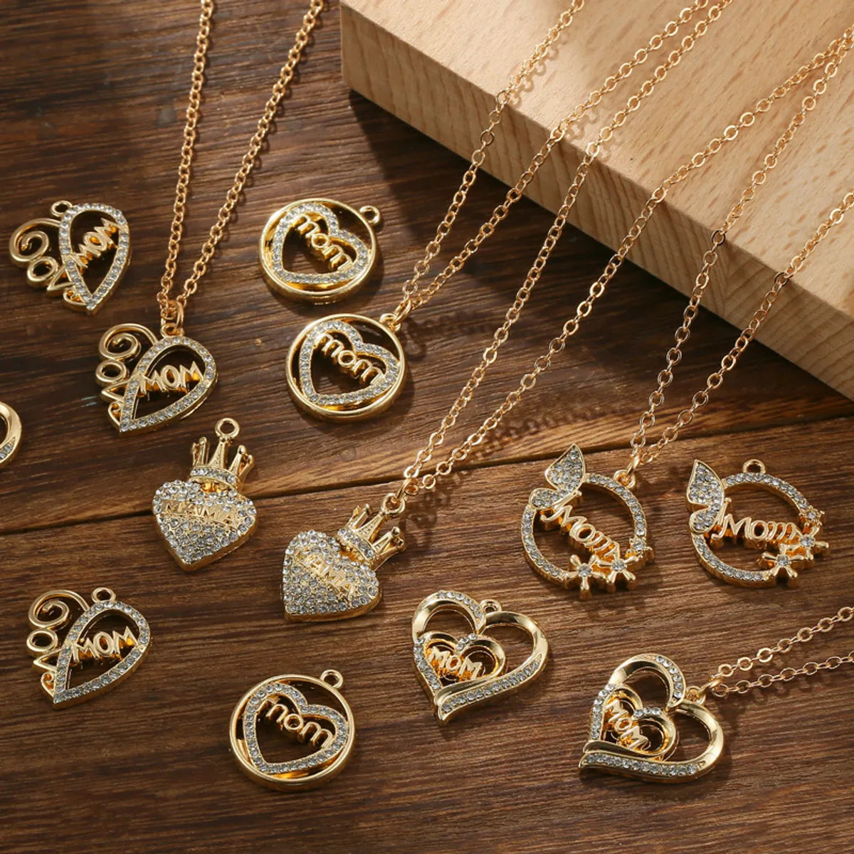 Simple Style Classic Style Letter Heart Shape Zircon Alloy Wholesale Pendant Necklace