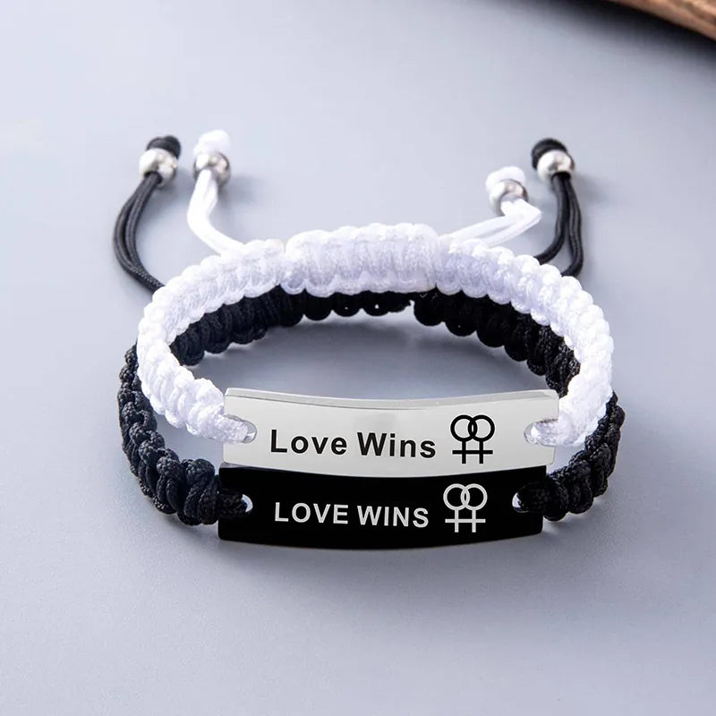 Simple Style Classic Style Letter Silver Plated 304 Stainless Steel Rope Wholesale Bracelets