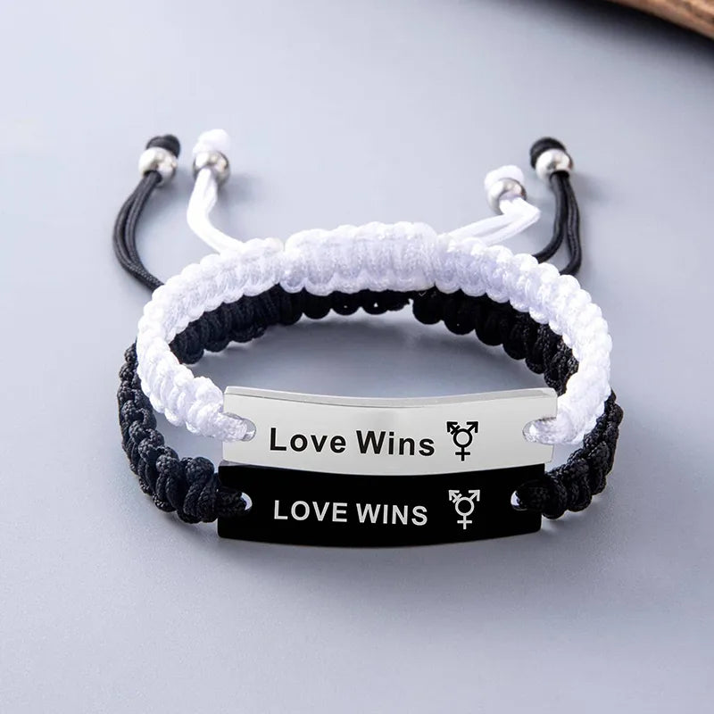 Simple Style Classic Style Letter Silver Plated 304 Stainless Steel Rope Wholesale Bracelets