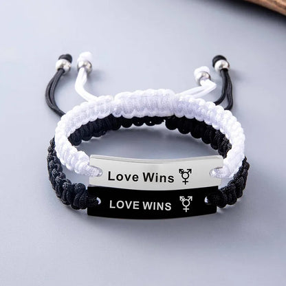 Simple Style Classic Style Letter Silver Plated 304 Stainless Steel Rope Wholesale Bracelets