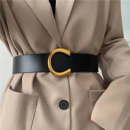 Simple Style Classic Style Letter Solid Color Pu Leather Buckle Women'S Leather Belts