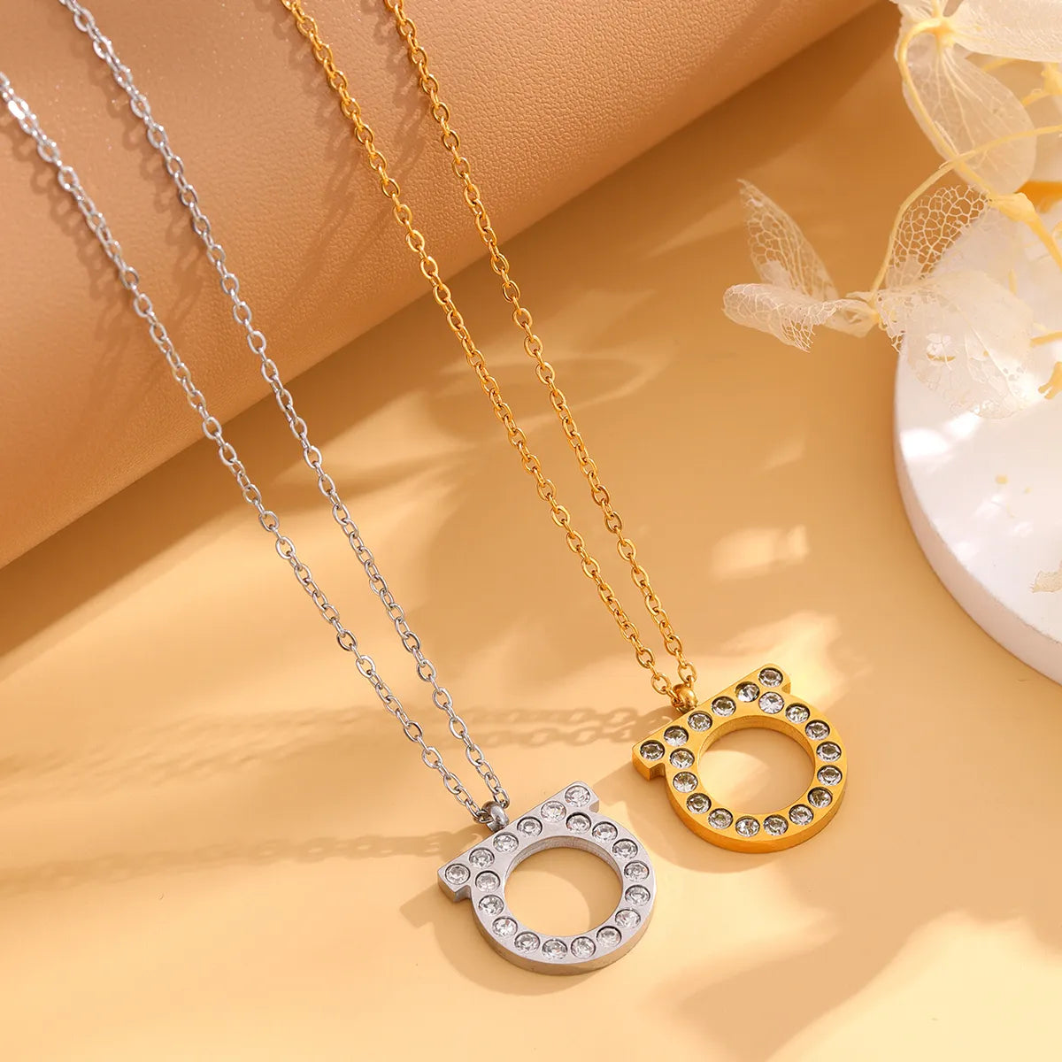 Simple Style Classic Style Letter Stainless Steel Plating Inlay Zircon Gold Plated Silver Plated Pendant Necklace