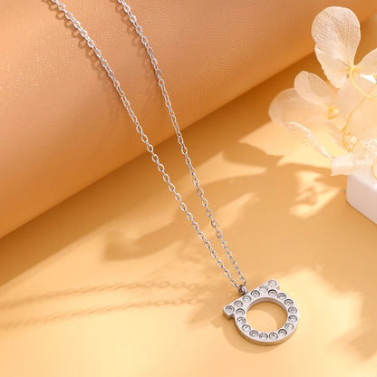 Simple Style Classic Style Letter Stainless Steel Plating Inlay Zircon Gold Plated Silver Plated Pendant Necklace