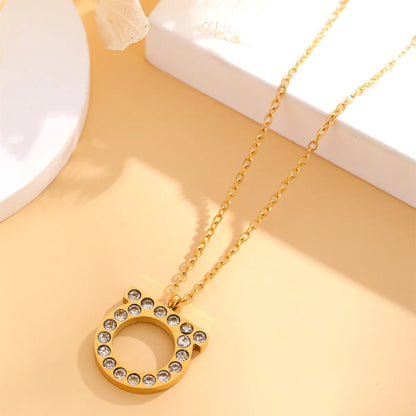 Simple Style Classic Style Letter Stainless Steel Plating Inlay Zircon Gold Plated Silver Plated Pendant Necklace