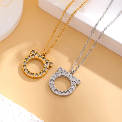 Simple Style Classic Style Letter Stainless Steel Plating Inlay Zircon Gold Plated Silver Plated Pendant Necklace