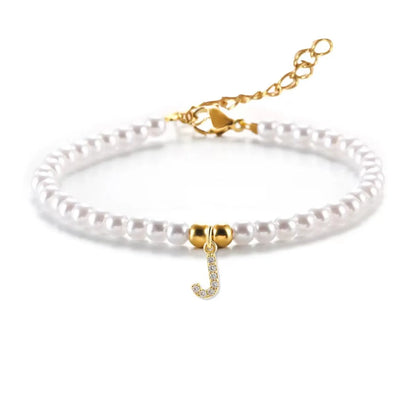 Simple Style Classic Style Letter Zircon 304 Stainless Steel Imitation Pearl Wholesale Bracelets