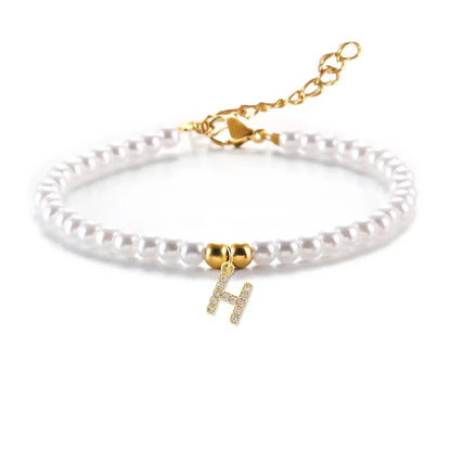 Simple Style Classic Style Letter Zircon 304 Stainless Steel Imitation Pearl Wholesale Bracelets