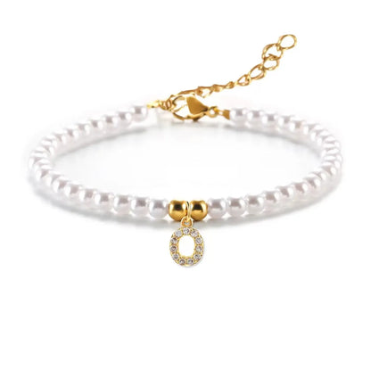 Simple Style Classic Style Letter Zircon 304 Stainless Steel Imitation Pearl Wholesale Bracelets