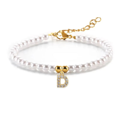 Simple Style Classic Style Letter Zircon 304 Stainless Steel Imitation Pearl Wholesale Bracelets