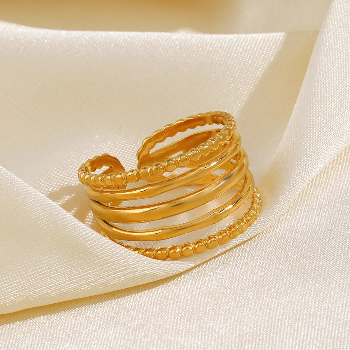 Simple Style Classic Style Lines Stainless Steel Plating 18k Gold Plated Open Rings