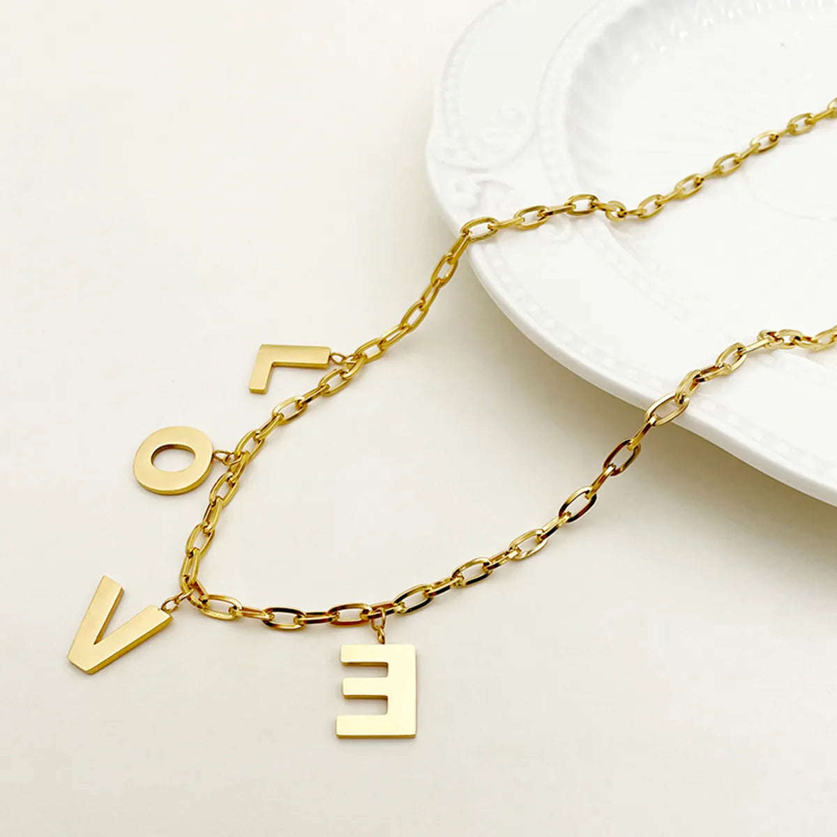 Simple Style Classic Style Love Heart Shape Stainless Steel Plating Gold Plated Necklace