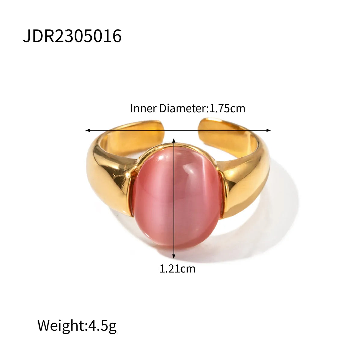 Simple Style Classic Style Oval 316 Stainless Steel  18K Gold Plated Opal Rings In Bulk