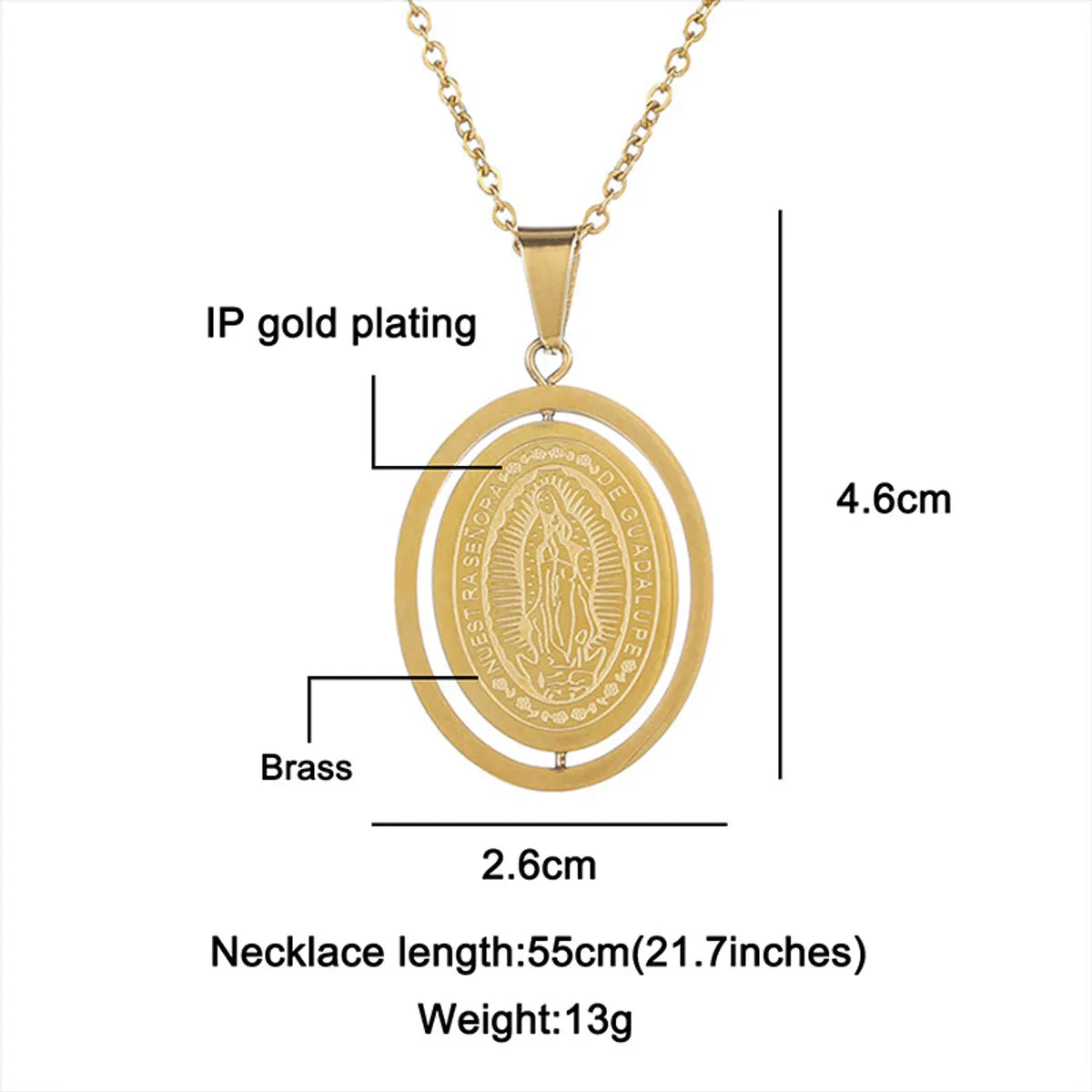 Simple Style Classic Style Oval 304 Stainless Steel Unisex Pendant Necklace