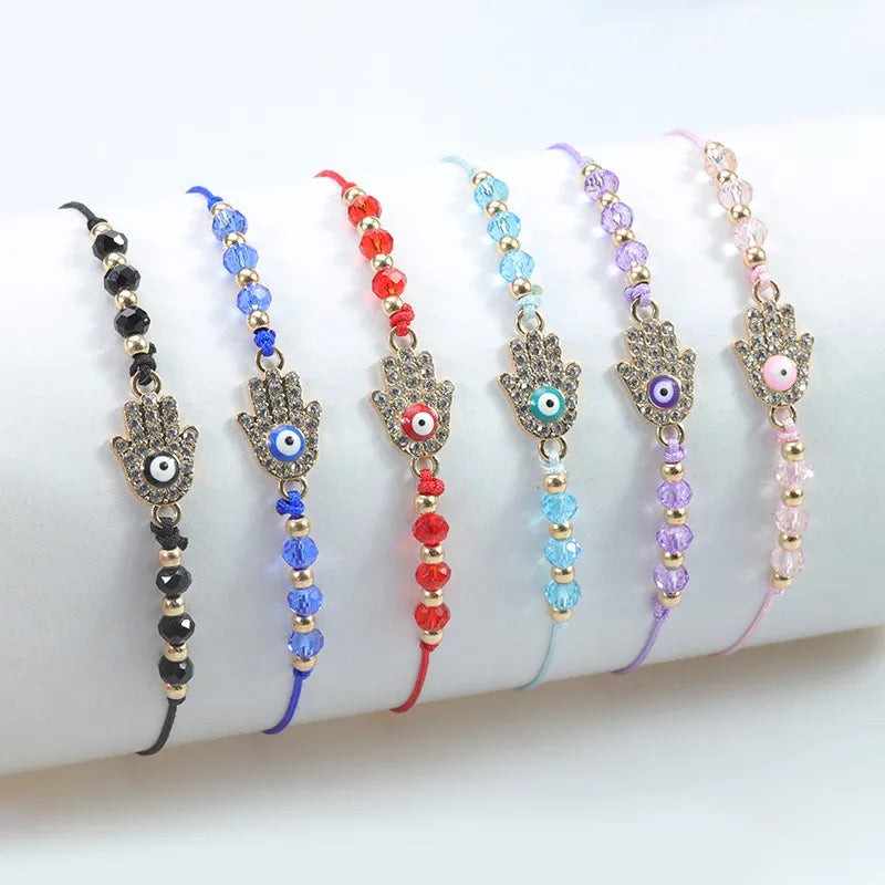 Simple Style Classic Style Palm Artificial Crystal Alloy Rope Inlay Zircon Women'S Bracelets