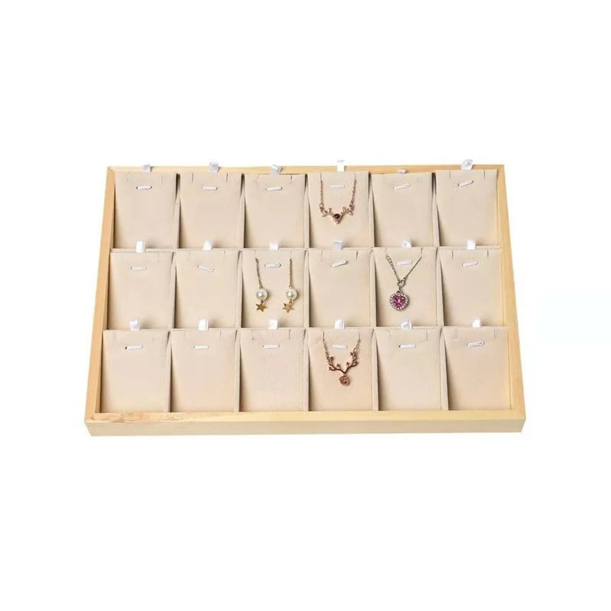 Simple Style Classic Style Rectangle Solid Wood Jewelry Rack