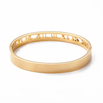 Simple Style Classic Style Roman Numeral 304 Stainless Steel Gold Plated Zircon Bangle In Bulk