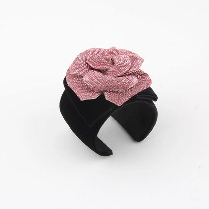 Simple Style Classic Style Rose Cotton Rhinestone Flannel Women'S Bangle